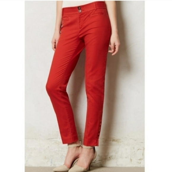 Anthropologie Cartonnier Ankle Zip Charlie Trouser Pants Tan Khaki Size 14 - Picture 9 of 12